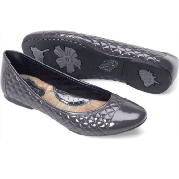 BORN Riley Grey Leather Ballet Flat Size 7.5 - Picture 1 of 8